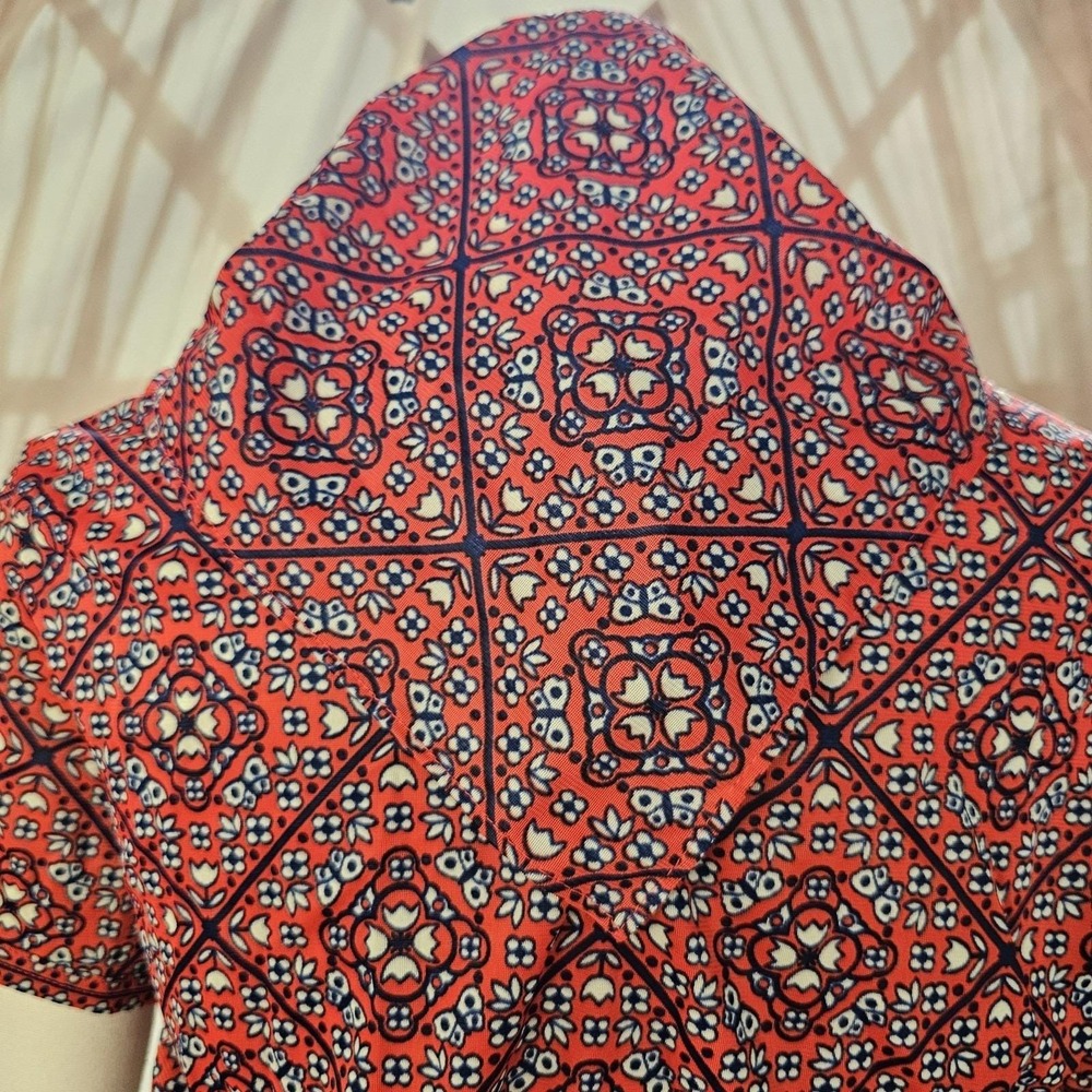 Vintage DEADSTOCK 1970s Blouse Scarf Set Red Blue Pattern Jean Celeste Ltd. - Picture 10 of 12
